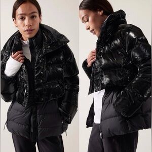 NWT Athleta Allyson Felix Legend Downtown Metallic Jacket Size Medium Black